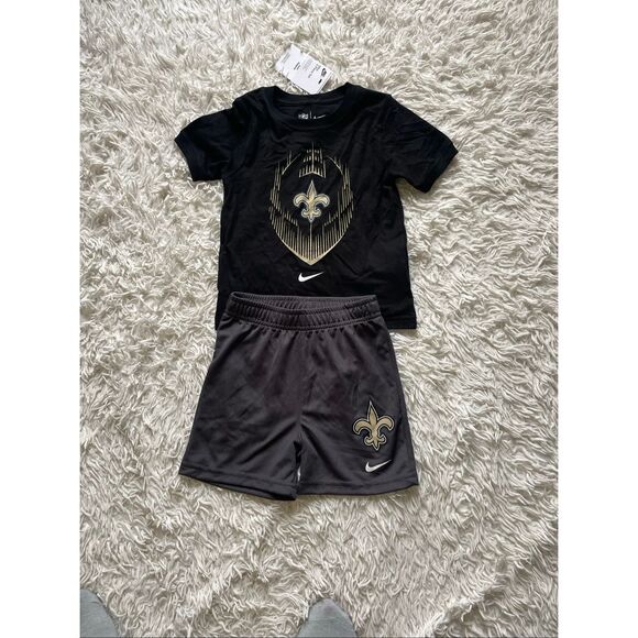 New Orleans Saints Nike Black NFL T-Shirt + Shorts Toddler 4T - Picture 4 of 7